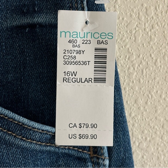 NWT Maurices Edgely Medium Blue Denim Jeans Size 16W - Picture 7 of 11